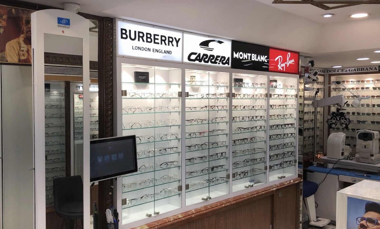 Designer brand display walls inside Khanna Vision